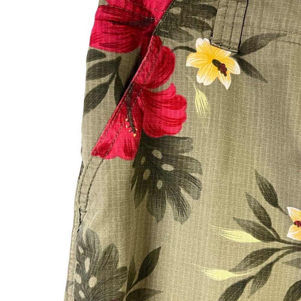 Havana Jack's Pants Cafe Size 10P Olive Green Tropical Floral Capris Boho Beach - Picture 3 of 9
